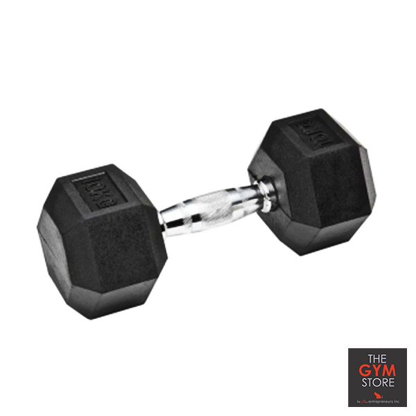 Hex Black Rubber Dumbbell